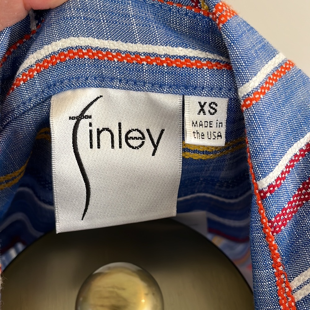 NEW! Finley blue multi color stripe shirt dress size XS - Picture 4 of 10